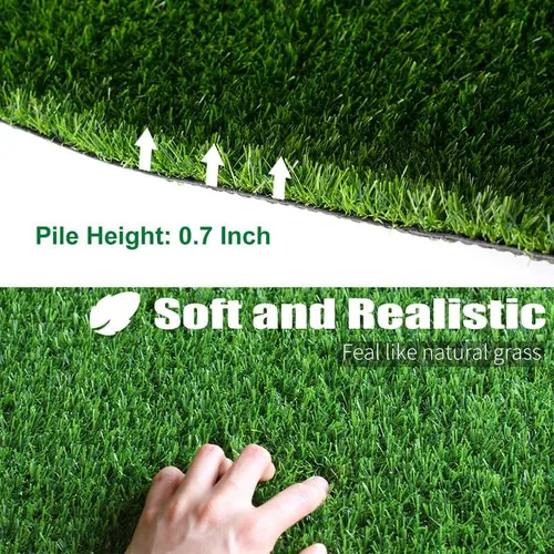 Vista 3 de Alfombra de Césped Artificial, Alfombra de Césped Falso Grueso para Exteriores de 0.7", Tapete Sintético de 3 pies x 3 pies, Astroturf con Agujeros