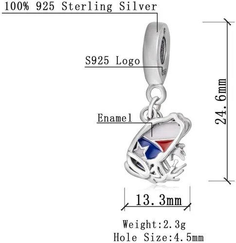 Vista 2 de Dije colgante de plata de ley 925 con cuerno italiano, bandera de Puerto Rico, cinta de cáncer de sobreviviente, bruja de Halloween, huella de pata