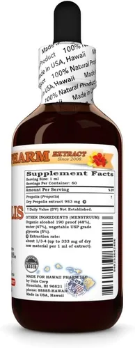 Vista 2 de Tintura de propóleos, hecha en Hawaii, totalmente natural, vegano, extracto líquido puro, 2 onzas líquidas