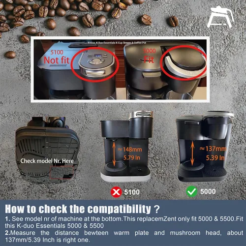 Vista 4 de Repuesto para KEURIG K-DUO Essentials 5000 y 5500 12 tazas de jarra de café de vidrio (no compatible con el modelo K-Duo 5100), compatible