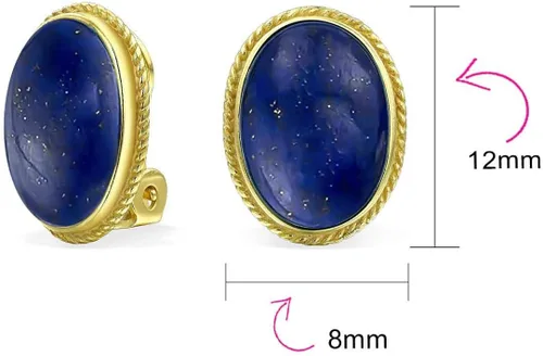 Vista 4 de Aretes ovalados de 7 quilates con clip de plata de ley 925, chapados en oro de 14 quilates, con clip para mujer, solo son de aleación, Gema Metal