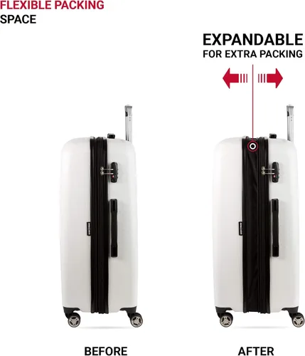 Vista 5 de SWISSGEAR 7272 - Maleta rígida y expandible con ruedas giratorias, Blanco), 7272100177