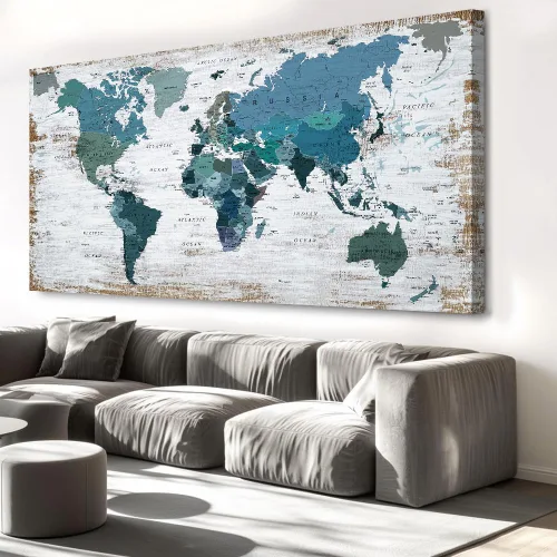 Vista 19 de Lienzo decorativo para pared, diseño de mapa del mundo, diseño de mapa del mundo de la oficina, imágenes para decoración de sala de estar, mapa