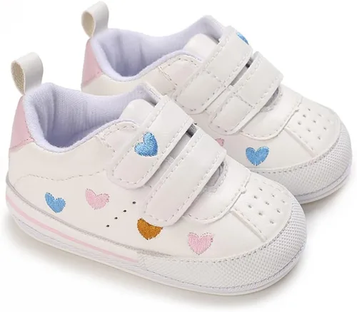 Vista 4 de Clowora Zapatos para bebés niños y niñas, suela de goma antideslizante, zapatos de cuna para recién nacidos, mocasines planos.