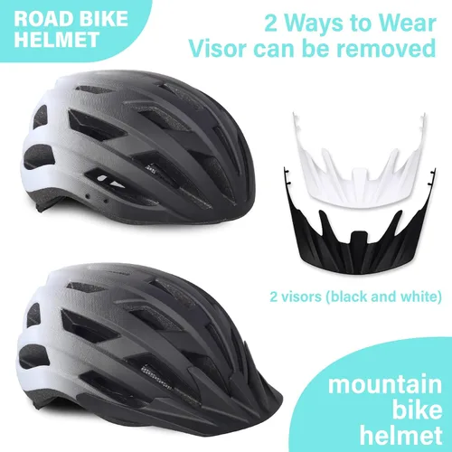 Vista 4 de Bilaki Casco de bicicleta para adultos, mujeres, hombres, jóvenes, niños, cascos ligeros de bicicleta de montaña con esfera ajustable y visera