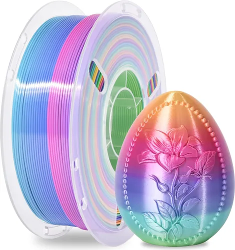 Vista 8 de Silk Rainbow 3D Printer Filament 1.75mm Multi-Color PLA Filament Fast Color Change Candy Color 3D Printing Filament, 1kg Spool Color caramelo
