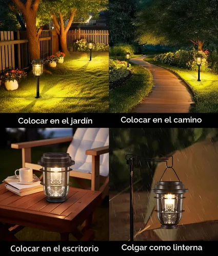 Vista 5 de Vuees Luces solares brillantes para camino al aire libre, paquete de 6 impermeables IP65, luces de jardín con encendido/apagado automático