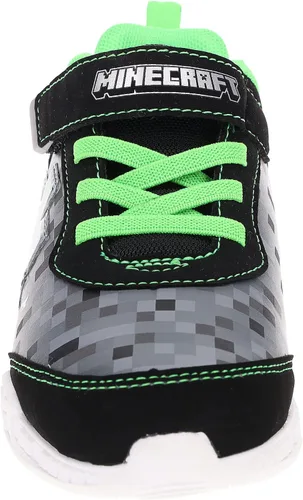 Vista 3 de Minecraft Shoes for Boys Light-Up Sneakers with Adjustable Strap GreenBlack
