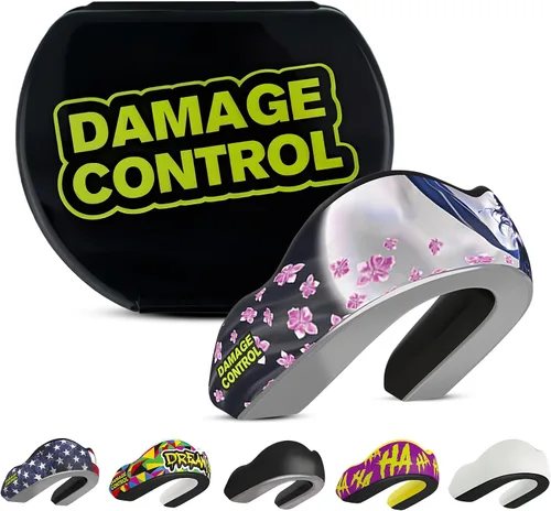 Vista 29 de DAMAGE CONTROL Protector bucal deportivo de impacto extremo con estuche Boil & Bite Fit, almohadillas absorbentes de golpes, funda ventilada