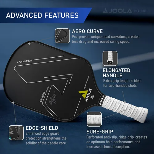 Vista 3 de JOOLA Pickleball Paddles – Textured Carbon Grip Surface for Spin, Control & Power – Select Hyperion, Vision or Radius Shapes – Lightweight, Durable