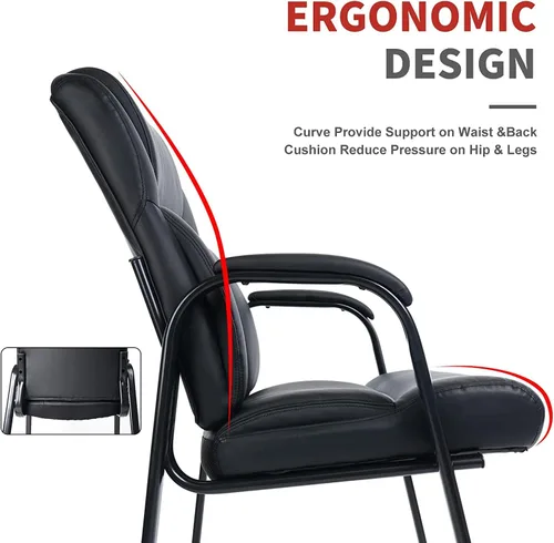 Vista 4 de CLATINA Big & Tall - Silla ejecutiva para sala de espera de 400 libras con reposabrazos acolchado de cuero regenerado, estilo moderno, con base