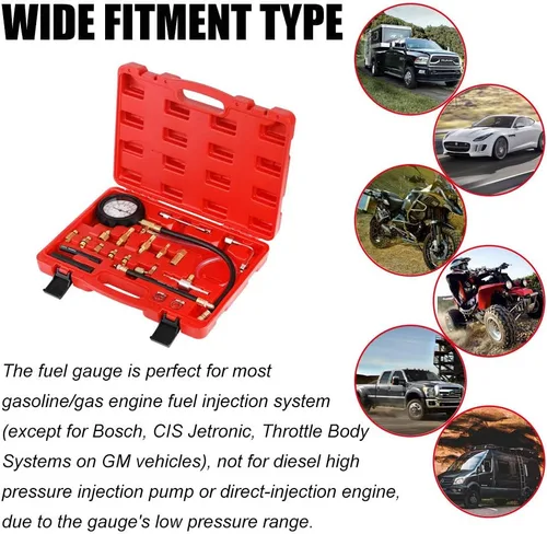 Vista 7 de Kit de medidor de presión de bomba de inyección de combustible JIFETOR TU-114 Car Gasoline Gas Fuel Oil Injector Test Manometer Tool Set 0-140PSI