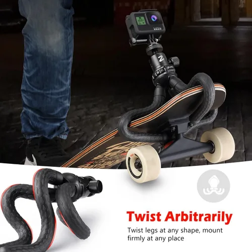 Vista 4 de Zeadio Kits de trípode de cámara flexible, con soporte de cabeza de bola de metal, se adapta a todos los teléfonos inteligentes iPhone y Android