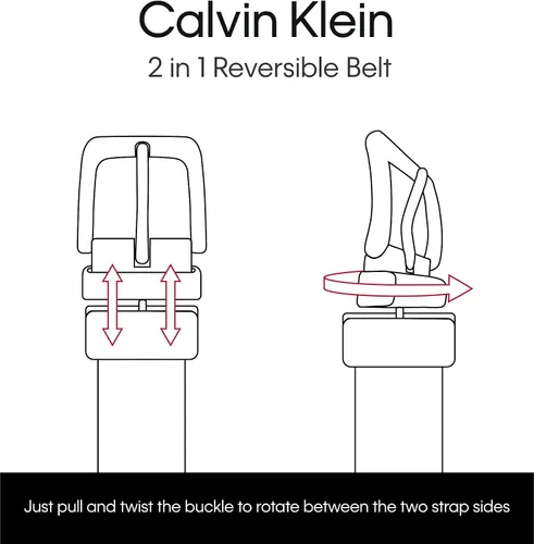 Vista 7 de Calvin Klein Cinturón de vestir con hebilla de placa moderna reversible dos en uno para hombre