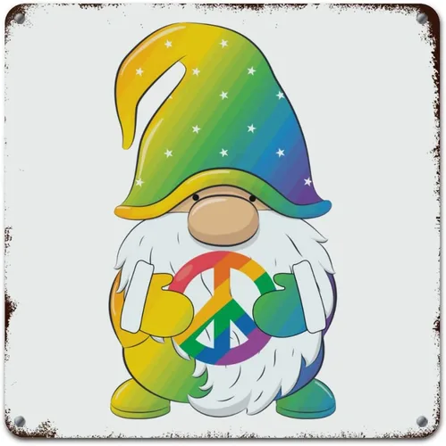 Vista 10 de Placa de pared con diseño de bandera de Estados Unidos, diseño retro vintage de arcoíris, letrero de metal LGBTQ, orgullo gay, regalo del mes