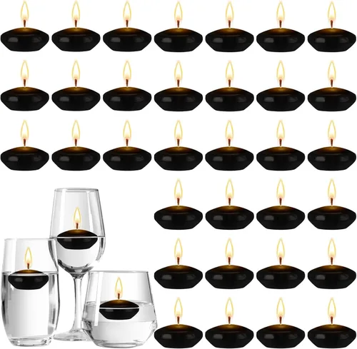 Vista 9 de Nuanchu - 30 velas flotantes sin perfume de 1.5 pulgadas para centros de mesa Votive Candles Decor, Anniversary Centerpieces, Stable Water