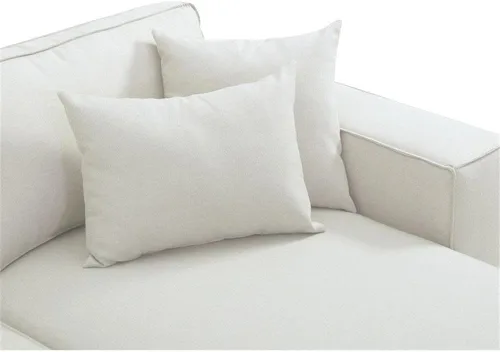 Vista 2 de Lilola Home Melrose - Sofá modular modular de 99 pulgadas con otomana, sofá esquinero en forma de L de tela de lino beige para espacios pequeños