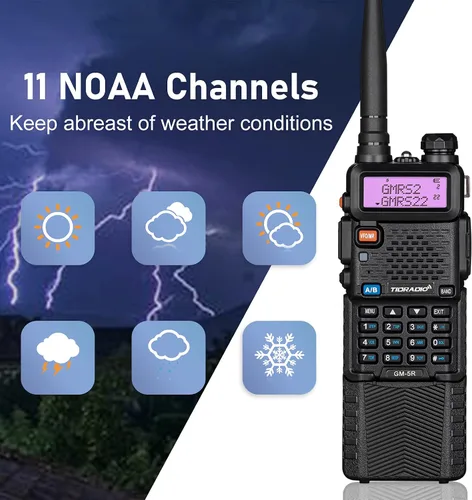 Vista 5 de TIDRADIO Radio GM-5R GMRS, radio bidireccional con repetidor Gmrs con batería de 3800 mAh, receptor de escaneo de doble banda y radio de mano NOAA
