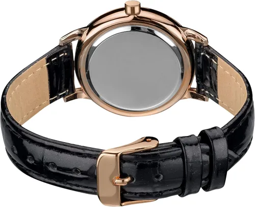 Vista 3 de August Steiner AS8056 - Reloj de cristal para mujer con cristales auténticos en bisel, esfera de nácar con ventana de fecha en correa de piel