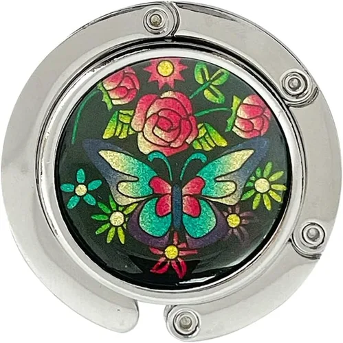 Vista 9 de Wrapables Percha escénica con gancho para bolso, colgador de mesa plegable para bolso, mariposa Deco