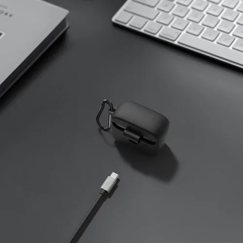 Vista 3 de Geekria Funda de silicona compatible con auriculares Edifier TWS5 PRO True Wireless, cubierta protectora para auriculares con gancho para llavero
