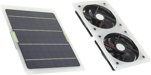 Vista 3 de Kit de ventilador de panel solar, 100 W, 12 V, 2 A, ventilador de escape doble portátil, juego de paneles solares para el hogar, RV, invernadero