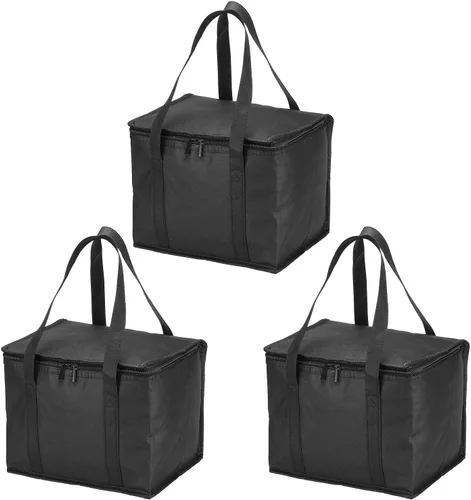 Vista 9 de PATIKIL Bolsa de comestibles reutilizable aislada, bolsa térmica aislada para entrega de alimentos con cremallera plegable para transporte frío