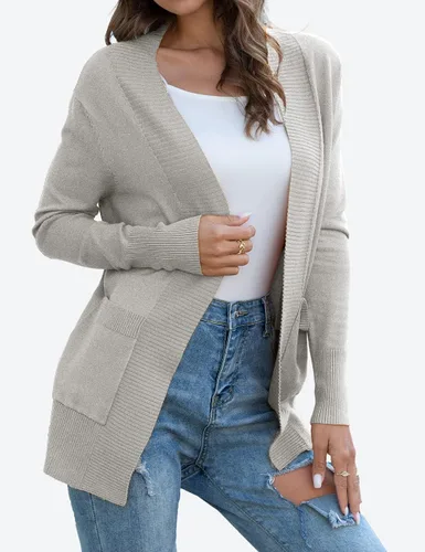 Vista 2 de REDHOTYPE Cárdigan para mujer con bolsillos, casual, ligero, frente abierto, suéteres para mujer (S-2XL)
