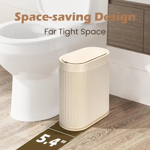 Vista 3 de SYNCVIBE Basurero de baño con tapa, cubo de basura automático con sensor de 2 galones, cubo de basura inteligente de 7.5 litros, sensor