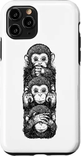Vista 29 de Three Wise Monkeys See No Evil Hear No Evil Speak No Evil Case for iPhone 16