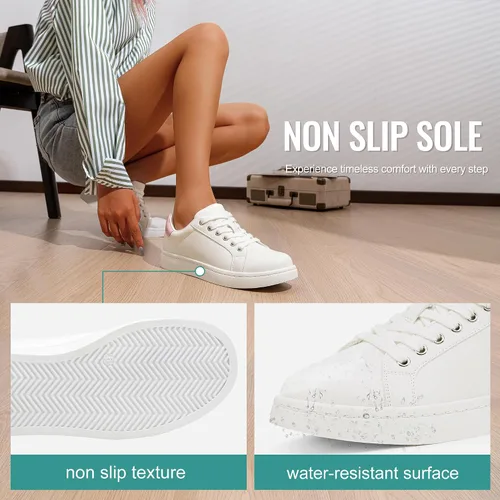 Vista 4 de Vepose - Zapatillas casual para mujer, con soporte para el arco, cómodas, de caña baja, con cordones, para caminar, elegantes, modelo 8003