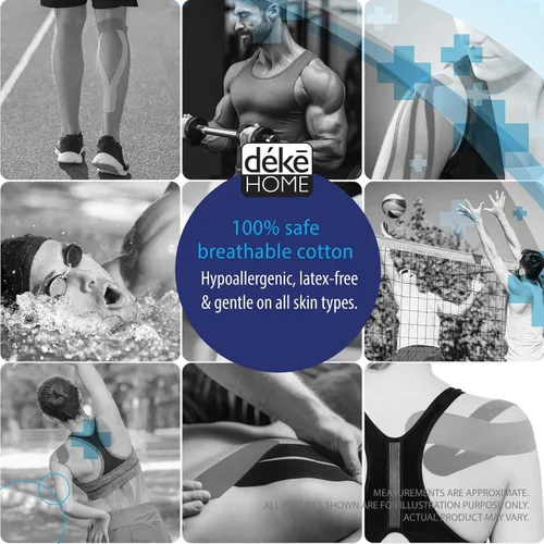 Vista 6 de Paquete de 3 cintas Kinesiology Pro Athletic Sports. Rodilla, tobillo, músculo, dinámica deportiva cinética, terapia física. Algodón resistente H2o