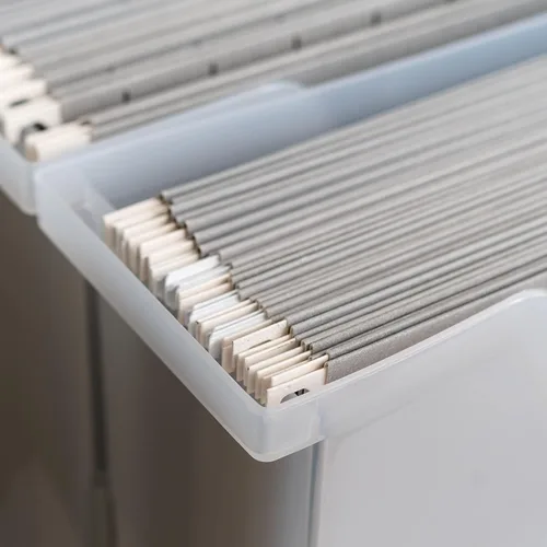 Vista 7 de IRIS USA Paquete de 6 cajas de archivos de escritorio pequeñas con tapa Transparente