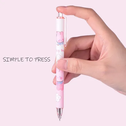 Vista 4 de Qualirey 12 bolígrafos Kawaii de tinta de gel de 0.020 in de tinta negra, bolígrafos Kawaii, retráctiles, elegantes, suministros escolares