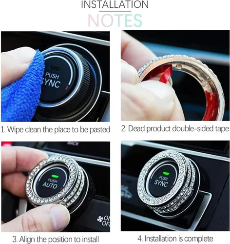 Vista 5 de Tapones para pomos de aire acondicionado, compatibles con Mazda 3 (2014-2018), cristal, decoración