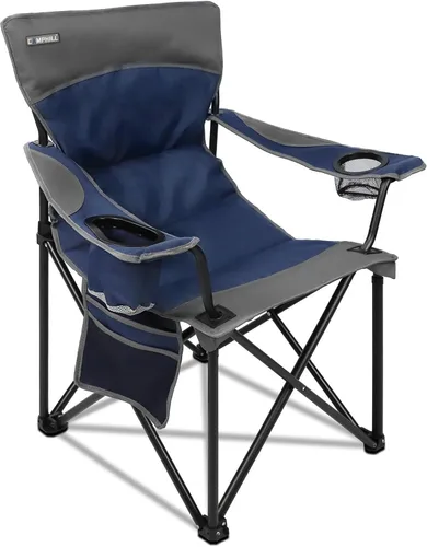 Vista 10 de Sillas de camping portátiles de gran tamaño, sillas plegables para exteriores con bolsillo y portavasos, bolsa de transporte para camping, portones