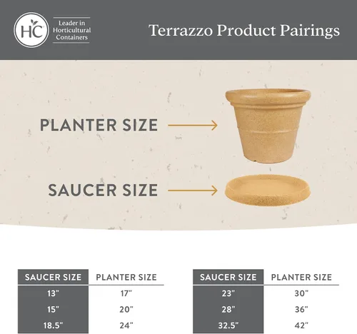 Vista 5 de The HC Companies Plato para plantas de terrazo, 32.5 pulgadas, arenisca, paquete de 1 Plástico, ligero, resistente a los rayos UV