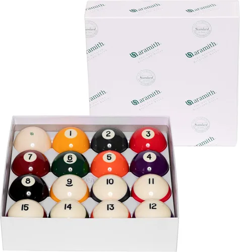 Vista 2 de Aramith Crown - Juego de bolas de billar estándar de 2 1/4 pulgadas con bola magnética para taco con logotipo verde