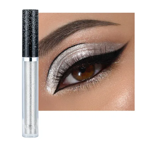 Vista 6 de Sombra de ojos líquida con purpurina brillante, maquillaje de larga duración, secado rápido (dorado metálico)