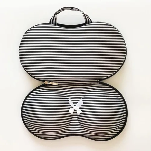 Vista 5 de Organizador de ropa interior, bolsa portátil para brasier, con funda de red, organizador de brasieres para viajes, bolsillos grandes, almacenamiento