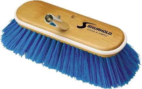 Vista 11 de Shurhold Classic Deck Brush – Boat Cleaning Brush with Wood Block, Rubber Bumper & Durable Bristle Design