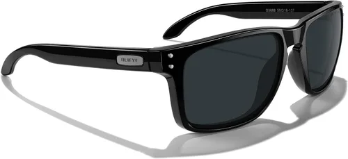 Vista 5 de Gafas de sol polarizadas deportivas para hombre, gafas de sol de marco flexible para pesca deportiva masculina Marco negro/lente negra/metal plateado