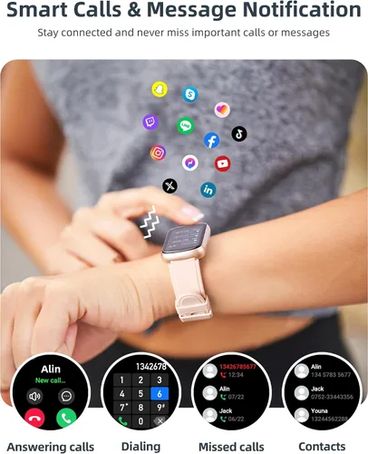 Vista 6 de Parsonver Rastreador de actividad física con contador de pasos/calorías/cronómetro, rastreador de actividad de salud con monitor de sueño de Oro rosa