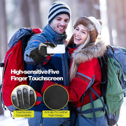 Vista 5 de Hikenture Guantes de esquí para hombres y mujeres 3M Thinsulate guantes de nieve impermeables aislados - Guantes de snowboard para clima frío