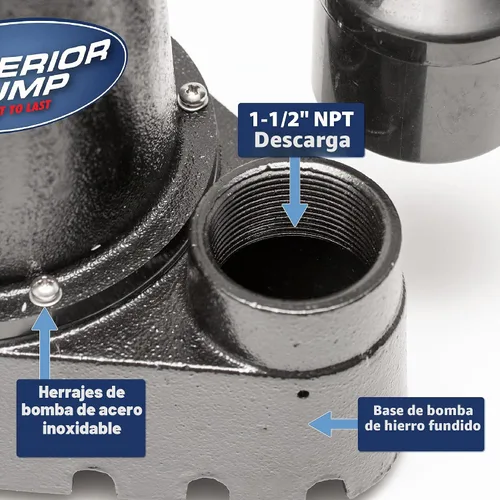 Vista 6 de Superior Pump 92017 Superior 3/10 HP Sistema compacto de bomba de fregadero/drenaje remoto, color negro