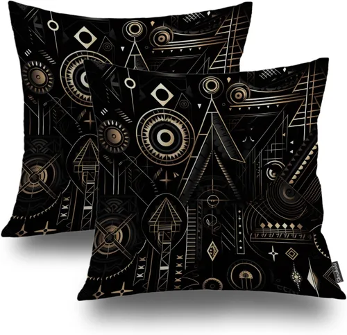 Vista 11 de Shrahala Juego de 2 fundas de almohada de mandala de color beige para exteriores, cuadradas, mandala, para interiores, de lino resistente al agua