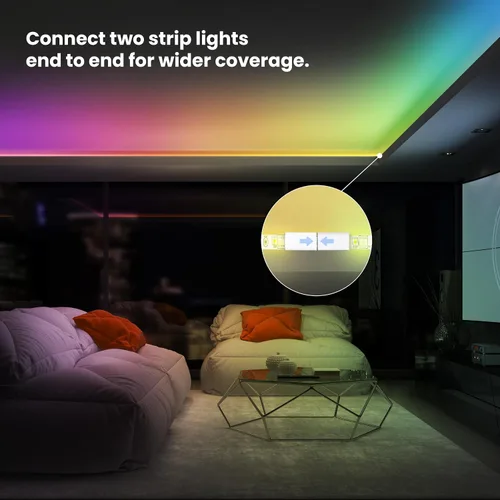 Vista 5 de Feit Electric Tira de luz LED de persecución inteligente de 10 pies, RGB que cambia de color + blanco sintonizable, aplicación Wi-Fi y control