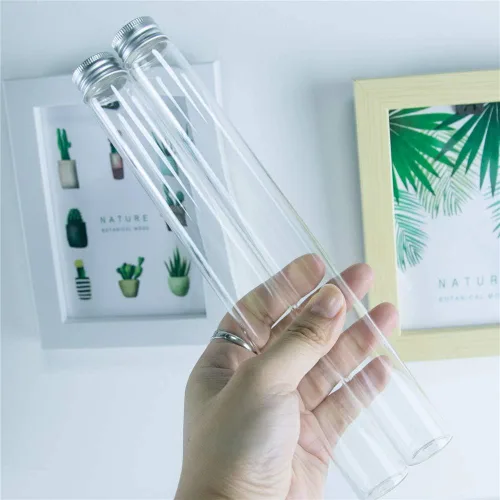 Vista 6 de Botella de vidrio transparente de 3.0 fl oz con tapa de aluminio plateado, tarros de cristal con tapas de aluminio (6)