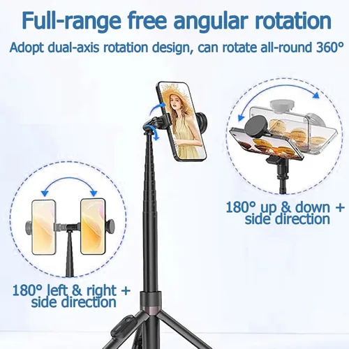 Vista 3 de ORMOS Trípode para selfie, extensible de 67 pulgadas, aleación de aluminio y silicona, compatible con todos los teléfonos celulares, soporte