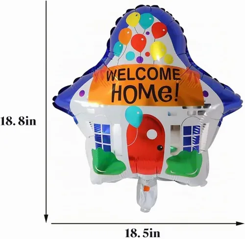 Vista 3 de LYST 5 globos de papel de aluminio de bienvenida para el hogar con globos en forma de casa para decoración de fiestas, decoración del hogar